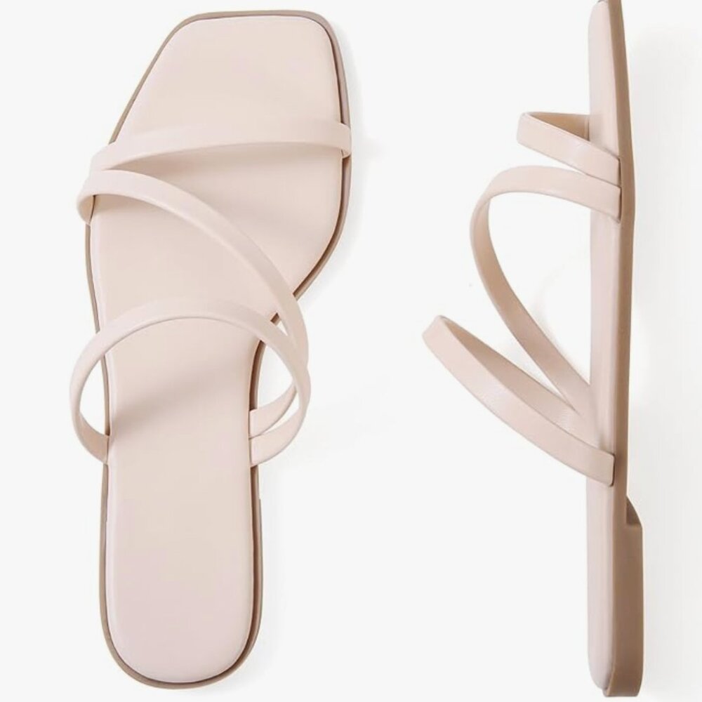 Cream colored strappy sandals